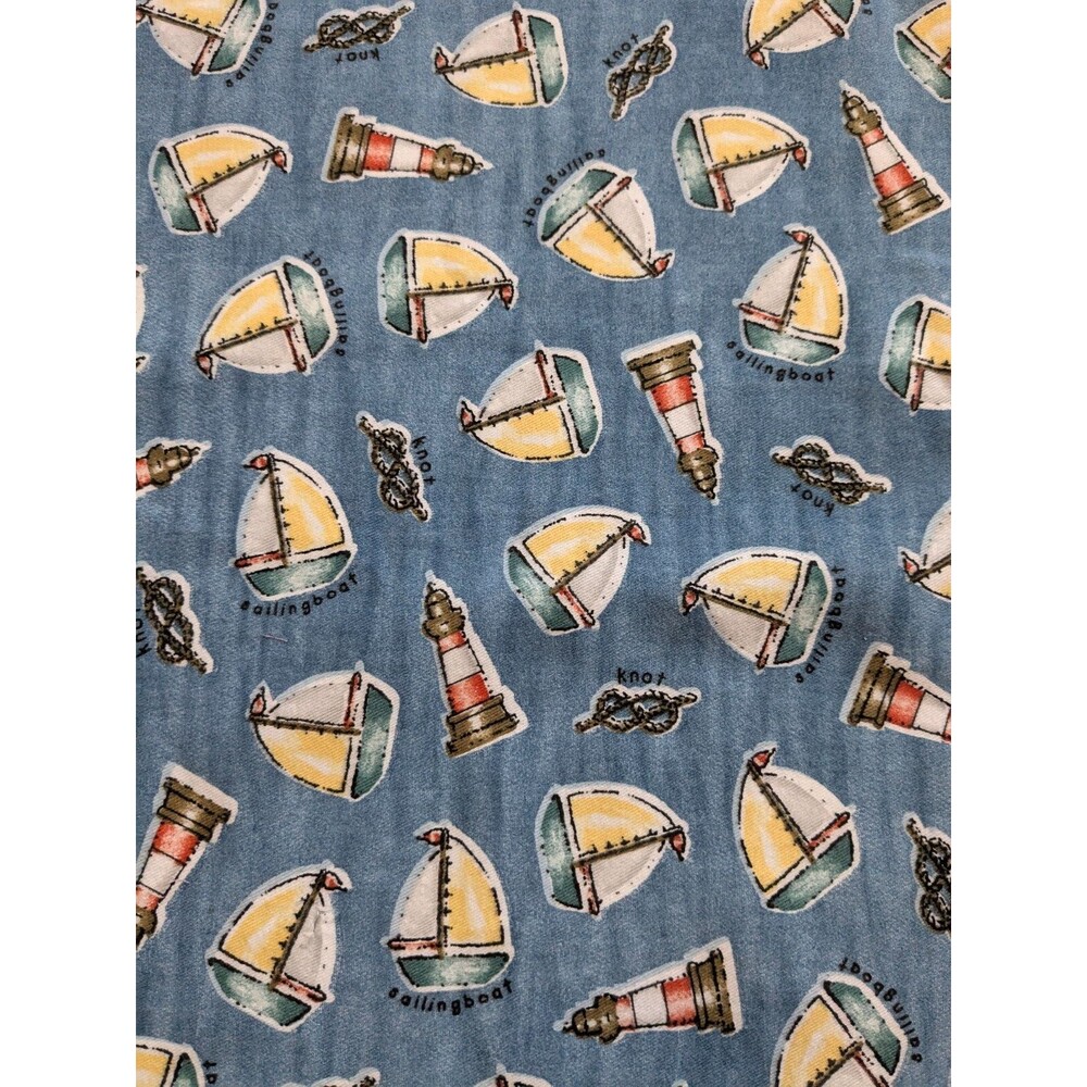 1.3 Yards Vintage Carters Blue Sailboat Fabric Baby Blanket Nursery 48x62 - read